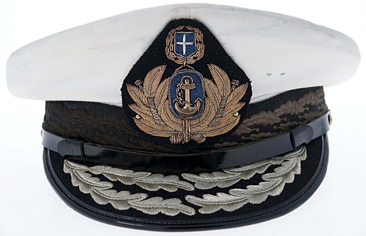 GREEK NAVY OFFICER ADMIRAL HAT CAP BADGE HAND EMBROIDERED USA FREE SHIP ...